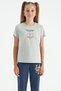 Gray Melange O-neck Printed Detailed Comfortable Fit Girls' T-Shirt - 75129
