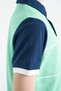 Water Green Color Blocked Embroidery Detailed Standard Mold Polo Collar Boy's T-shirt - 11109 - 4