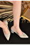 Cupra Plus Women's Gold Glitter 5 cm Thick Heeled Shoes