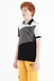 Black Color Blocked Embroidery Detailed Standard Pattern Polo Neck Boy's T-shirt - 11088 - 6