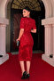 Velvet Sequin Jacket Dress - Red - 5