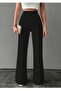 Black Normal Waist Front Grassed Wide Leg Diver Pants - 5