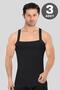 Men's Wide Bias Tank Top 100% Cotton Ribbed Black 3 Pack