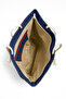 Women's Navy Blue Striped Beach Bag Large Size Zippered 52×38cm - 4