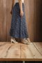 Patterned Woven Viscose Button Detailed A-Line Ankle Length Skirt with Elastic Waist - Product Length 90 cm Std - 4