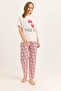 Crew Neck Elastic Waist Pajama Suit Pink - 4