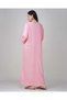 Ladies Jalabiya – Pink Full-Sleeve Cotton Dress with Colorful Embroidered Neck Design - 6
