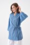 Women's Blue Lace Detailed Slim Denim Kimono Jacket 29223 - 5