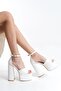 Women's Elina Single Strap White Skin 15 cm Platform Heeled Shoes