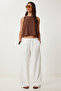 Wide Leg Linen Trousers Ecru Lub0117 - 2