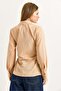 Belt Detailed Woven Shirt Beige - 4
