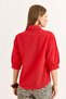 Red linen shirt with wooden buttons and three quarter sleeves - 3