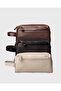 Shaving and Makeup Travel Bag Unisex |   1018 Beige Vegan Leather - 7