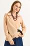 Belt Detailed Woven Shirt Beige - 5