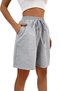Women's Gray Lycra Flexible Sweat-Wicking Comfortable Wear Seasonal Shorts - 3