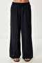 Wide Leg Linen Trousers Black Lub0117 - 4