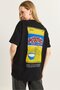 Relaxed Cut Printed Women's Tshirt Black - 4