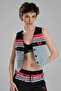 Women's Stripe Detailed and Denim Garnished Design Slim Fit Vest