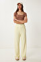 Lycra Comfortable Palazzo Knitted Trousers Yellow Lrv0019 - 3