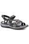 D25Ys-02530 Black Skin Leather Women's Comfort Sandals
