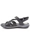 D25Ys-02530 Black Skin Leather Women's Comfort Sandals - 3
