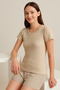 Women's Ribbed Short Sleeve Cotton T-Shirt - 3