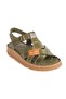 D25Ys-02440 Khaki Skin Leather Women's Comfort Sandals