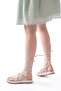 1001-1001 White Silver Ankle Lace Women's Sandals - 2