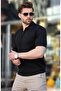 Polo Neck Striped Zippered Men's T-Shirt - 4