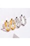 Steel Baguetta Zircon Stone Hoop Women's Earrings Silver Color - 2