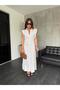 Original Model, Belt Detailed, Gold Buttoned, Beige, Linen Dress - 2