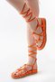 1001-1001 Orange Ankle Lace-Up Women's Sandals - 2