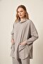 Women's Comfortable Fit Pocket Detailed Two-Piece Suit Gray 30508 - 3