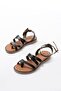 205-08 Black Orthopedic Genuine Leather Women's Sandals - 5