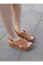 2585-Lx Eren Shoes&Bag Genuine Leather Cross-Strapped Flat Sole Orthopedic Women's Sandals Real Leather Tan - 8