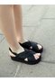 2585-Lx Eren Shoes&Bag Genuine Leather Cross-Strapped Flat Sole Orthopedic Women's Sandals Real Leather Black - 4