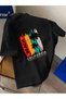 Unisex Oversize Printed Cotton Crew Neck Short Sleeve Black T-Shirt California Malibu Paradise