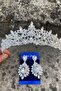 Clara Silver Bridal Henna Crown Special Occasion Accessory Women's Crown and Wide Shuttle Earring Set