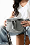 Women's Crossbody Bag Waist Bag Zebra Pattern Woven Strap Gray - 3