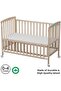 Wooden Portable Crib, 3 Level Height Adjustment, Folding Rail, Natural Wood - 4
