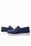 Genuine Leather Navy Blue Patent Leather White Sole Loafer Children's Classic Shoes - 8