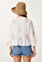 Embroidery Embroidered Tie-Up Summer Blouse White Lrg0024 - 4