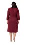 Plus Size Double Breasted Collar Three Quarter Sleeve Pleated Midi Burgundy Dress - 3