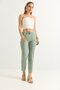 Elastic Waist Short Leg Double Crepe Trousers Çağla