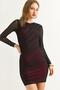 Tulle Drape Detailed Women's Black Mini Dress Burgundy - 5