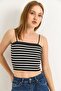 Crop Knitwear Blouse with Rope Strap Black - 5