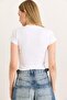 Heart Low-Cut Lycra Crop Blouse White - 4