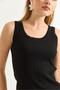 Zero Sleeve Wide Collar Ribbed Blouse Black - 4