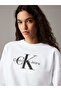 Calvin Klein Women White Relaxed Monogram French Terry Sweatshirt - 3