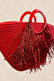 - Ayşe 4723 3884 Handmade Tress Rope Round Handle Metallic Rope Tassel Detailed Beach Bag - - 3